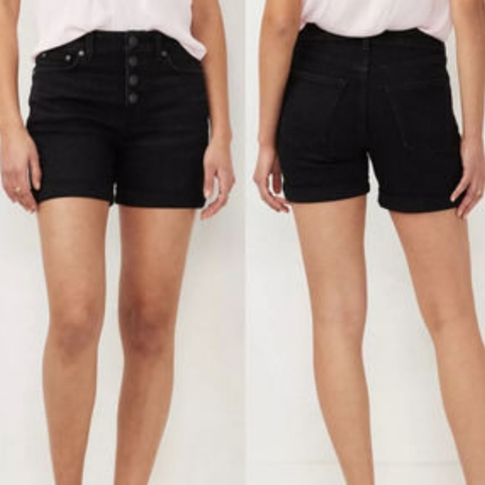 NWT/ Lauren Conrad black /high rise button fly cuffed shorts